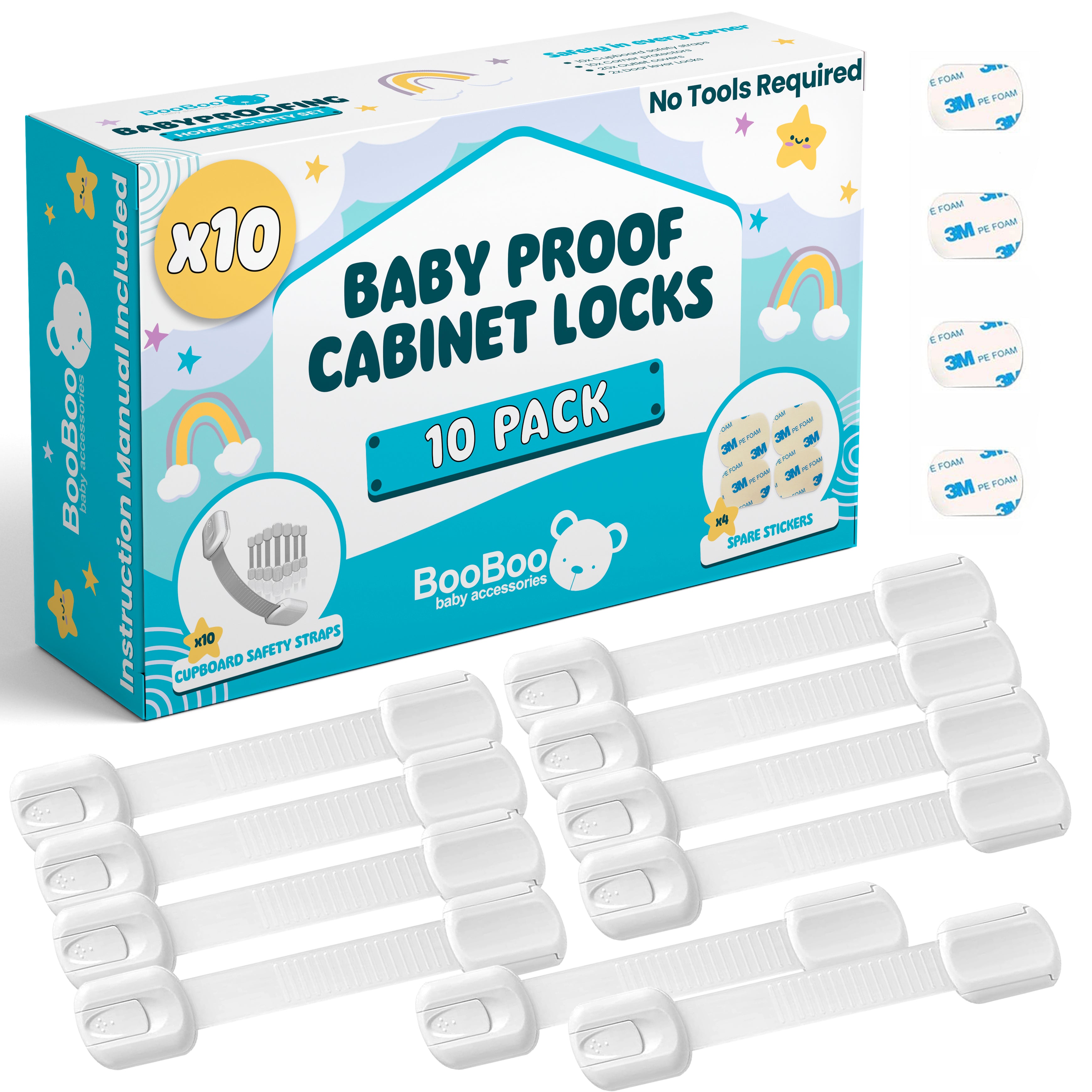 Booboo® x10 Child Safety Cupboard Locks Child Baby Proofing