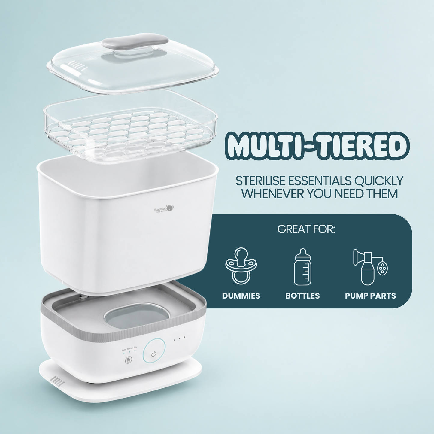 Large Capacity Steam Steriliser for Baby Bottles, Dummies, Toys, and Everyday Accessories
